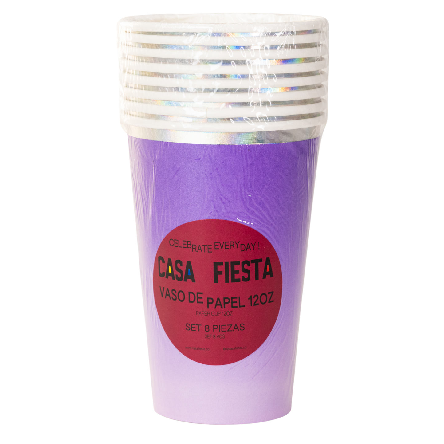 Vaso con Foil de 12 onzas Morado