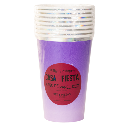 Vaso con Foil de 12 onzas Morado