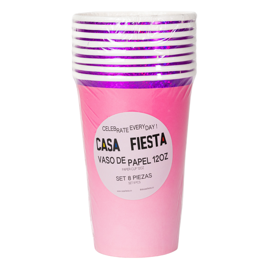 Vaso con Foil de 12 onzas Rosa