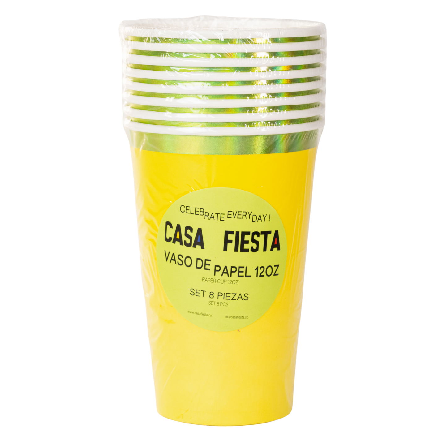 Vaso con Foil de 12 onzas Amarillo